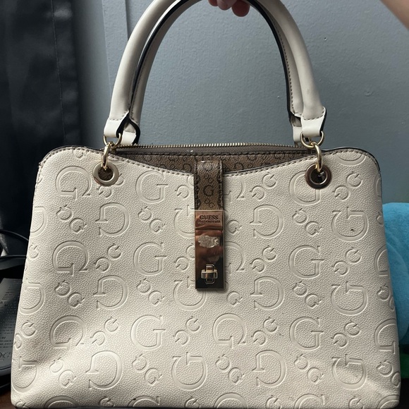 GUESS Ivory Embossed Satchel - Picture 1 of 3